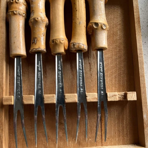 Vintage Bamboo Pickle Forks - Picture 2 of 9